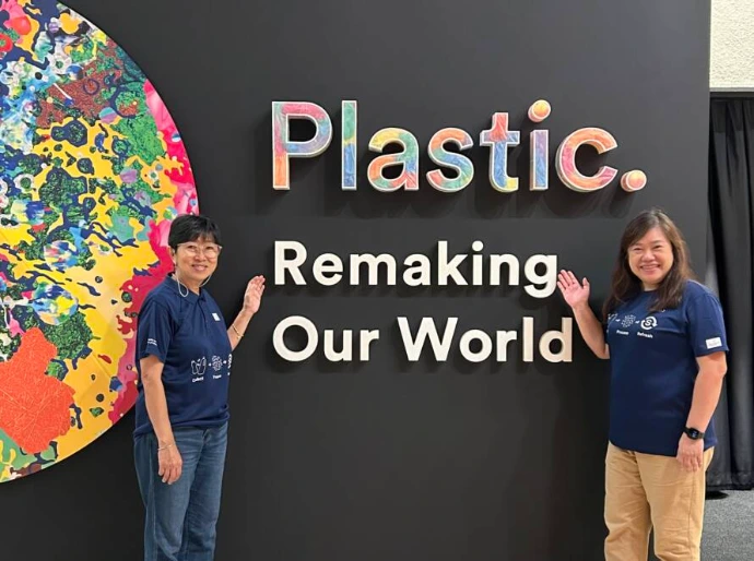 Close-up of vibrant recycled plastic flakes processed by Semula Asia for sustainable manufacturing.