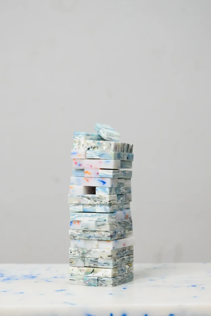 Playful and stylish recycled plastic Tetris set, a conversation starter for eco-conscious interior design.